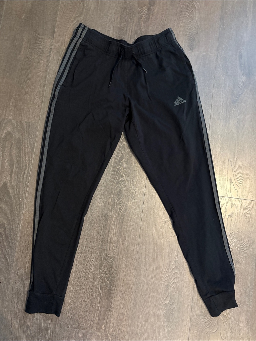 Adidas women Black Jogger Pants with Grey Stripe